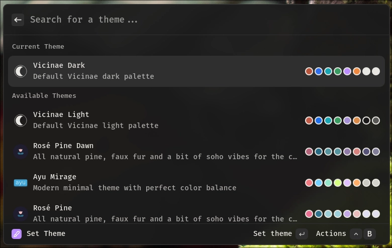 Theme selector interface
